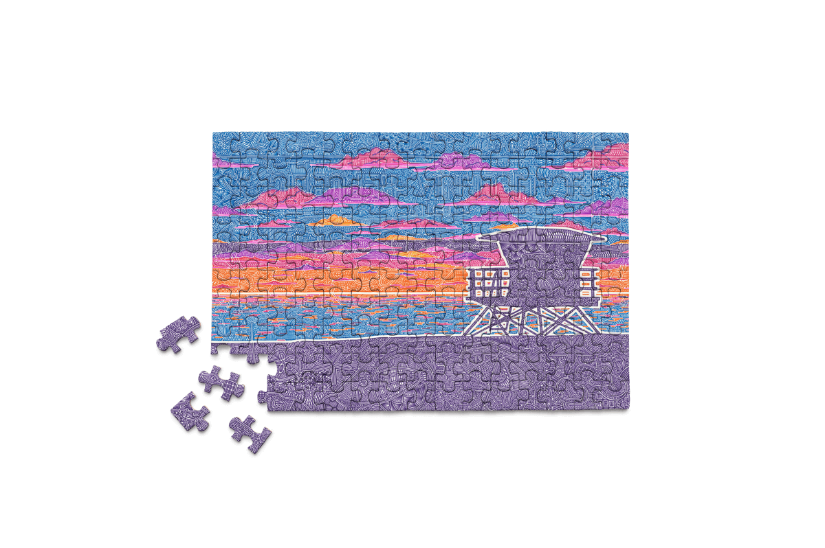 Micro Puzzles – wholesale Puzzle – Adult – Coastal California mini  jigsaw puzzle beach surf Artist Viz2