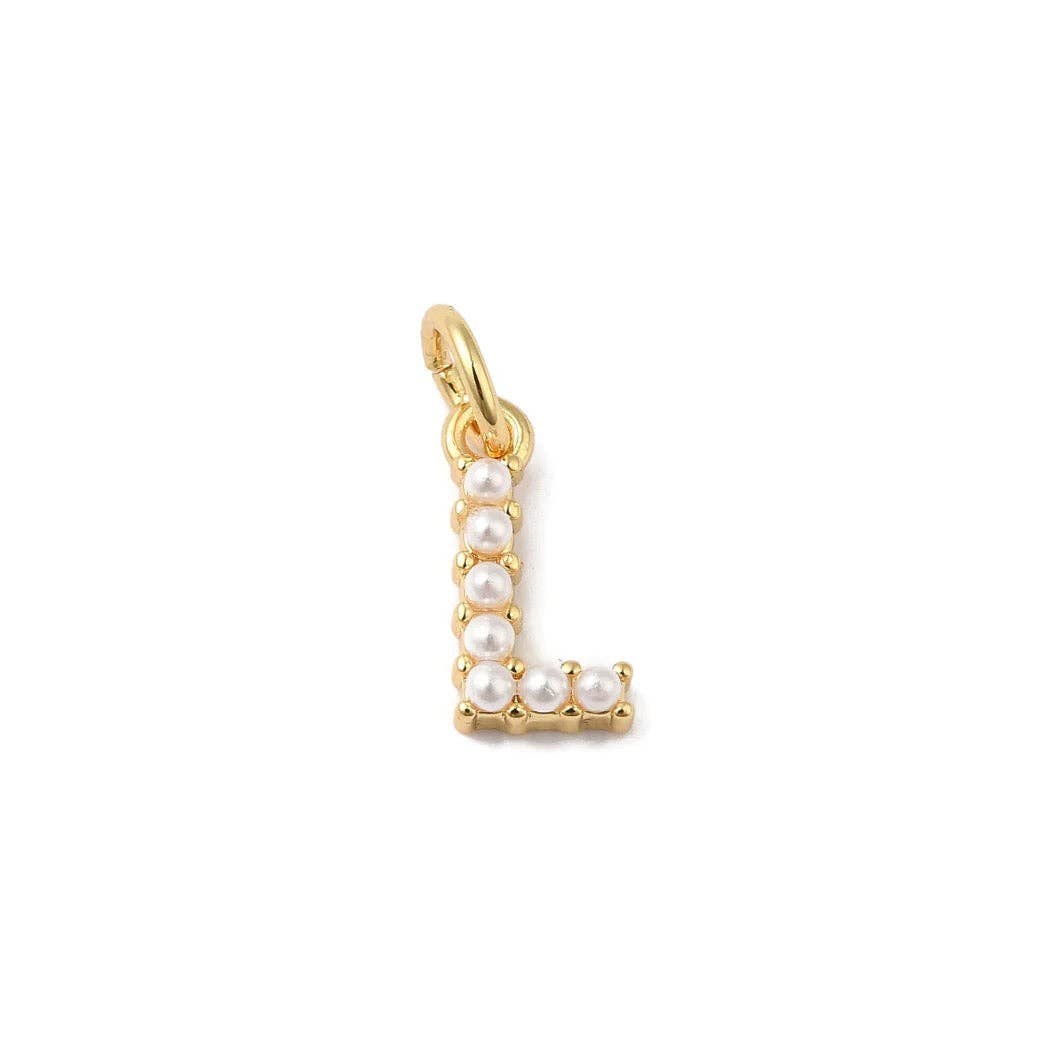The Charm Bar Company - Wholesale Individual Charm/Pendant - Gold Large Pearl Initial Letter | Alphabet Charm11