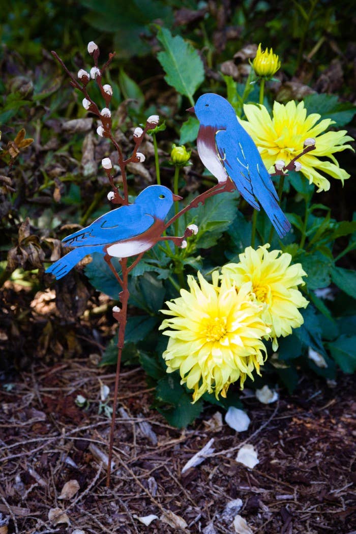 Elegant Garden Design - Wholesale Garden/Lawn Stake - Bluebirds on Pussy Willow Pick -Painted10