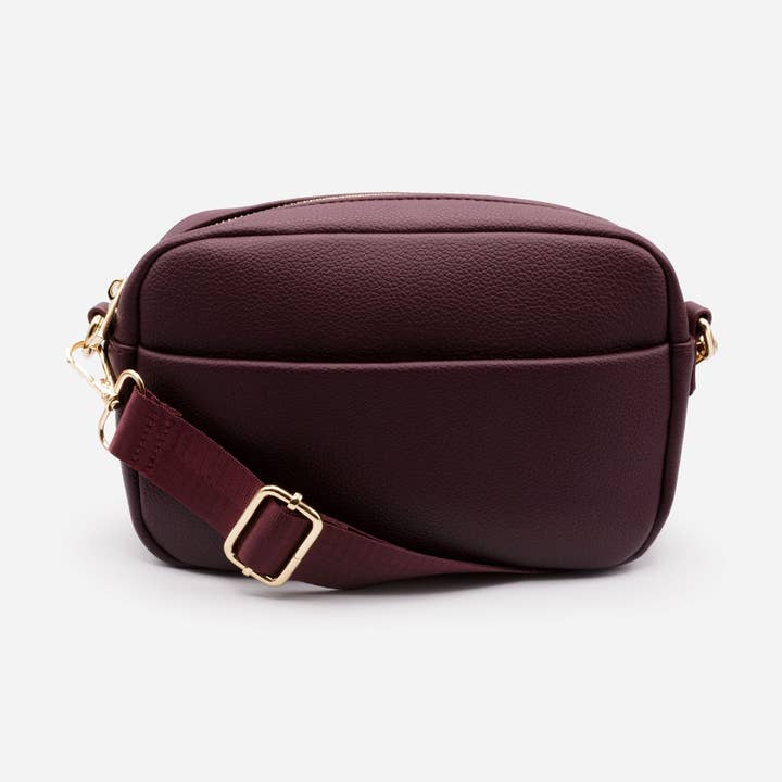 BG253B022BU - Burgundy crossbody handbag in PU with nylon strap for wholesale by Bizou