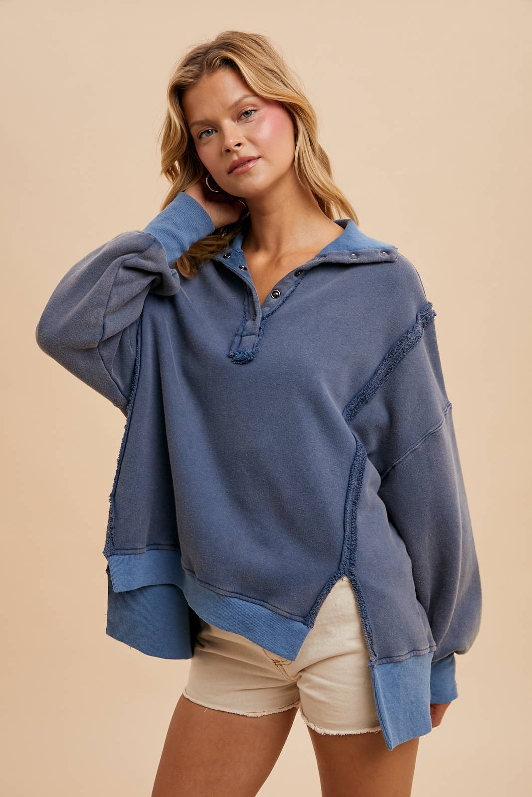 In Loom – wholesale Sweatshirt – Women's – VINTAGE WASHED TERRY POLO PULLOVER11