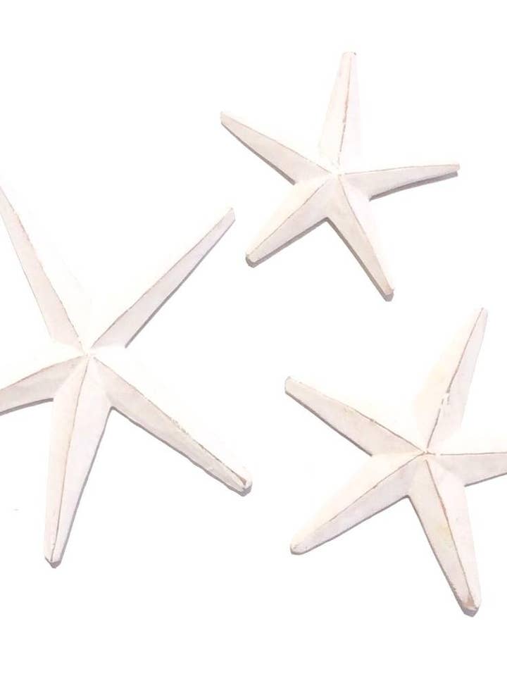 White Wash Star Wall Plaque Set/3 for wholesale by Bamboo Source Tropical Decor