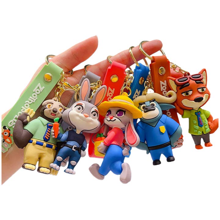 Cute Zootopia Silicone Keychain – Adorable Cartoon Bag Charm & Keyring for wholesale by Auraquise
