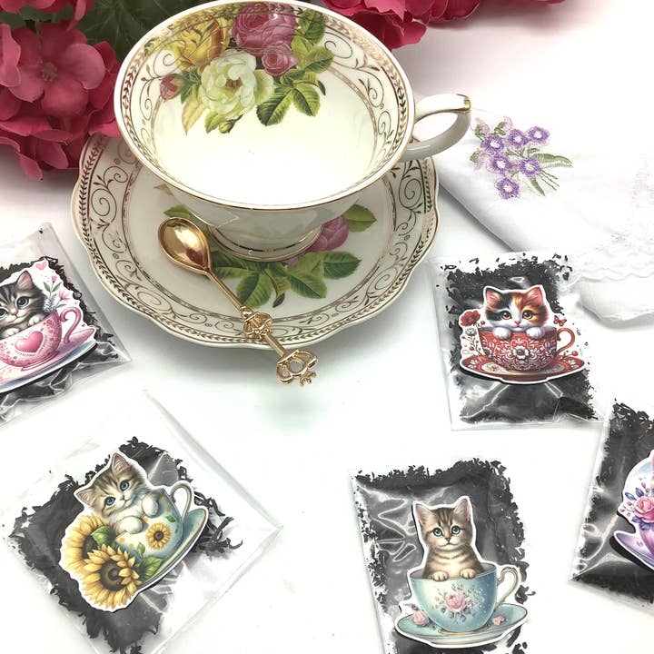 All Little Cute Things - Wholesale Loose Tea - Cat in a vintage teacup Kitty assortment of Loose Tea packet4