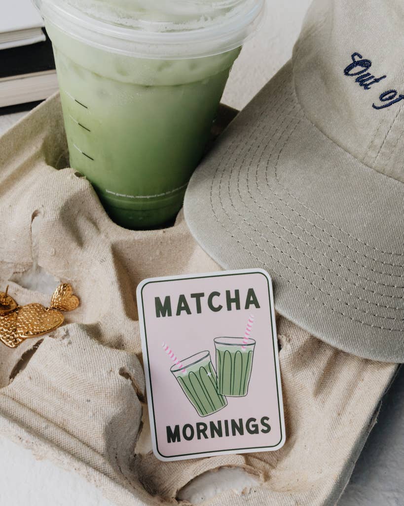 Crowned Free - Wholesale Sticker - Matcha Mornings Decal   1