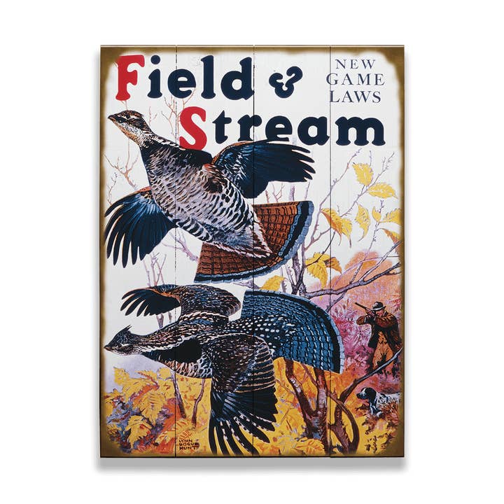 Copertina di Field & Stream Ottobre 1935 - Arte da Parete in Legno e Metallo per la vendita all'ingrosso da parte di Old Wood Signs