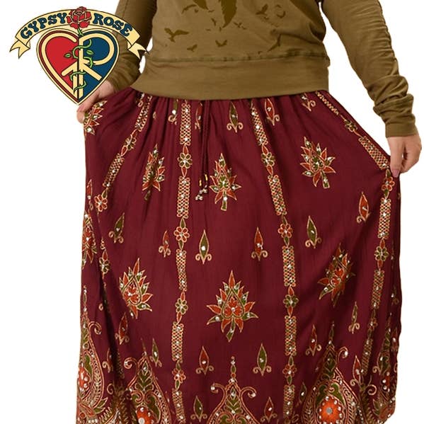 MAGIC CARPET RIDE SEQUINED LONG SKIRT for wholesale by Gypsy Rose