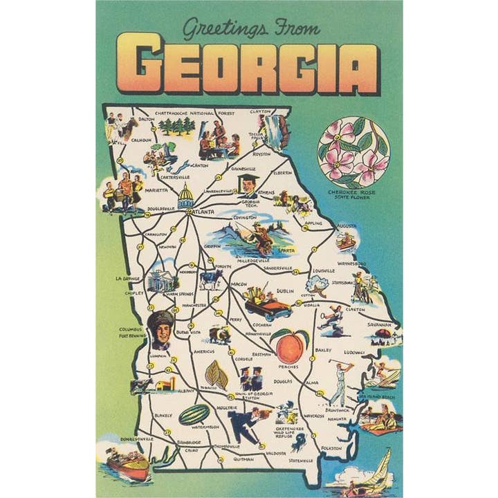 Carte postale GA-322 Salutations de Géorgie, Carte pour la vente par Found Image Press