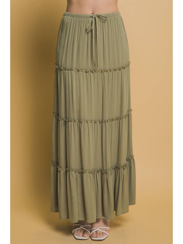 42POPS - Wholesale Skirt - Women's - "...Tiered Detail Drawstring Maxi Skirt