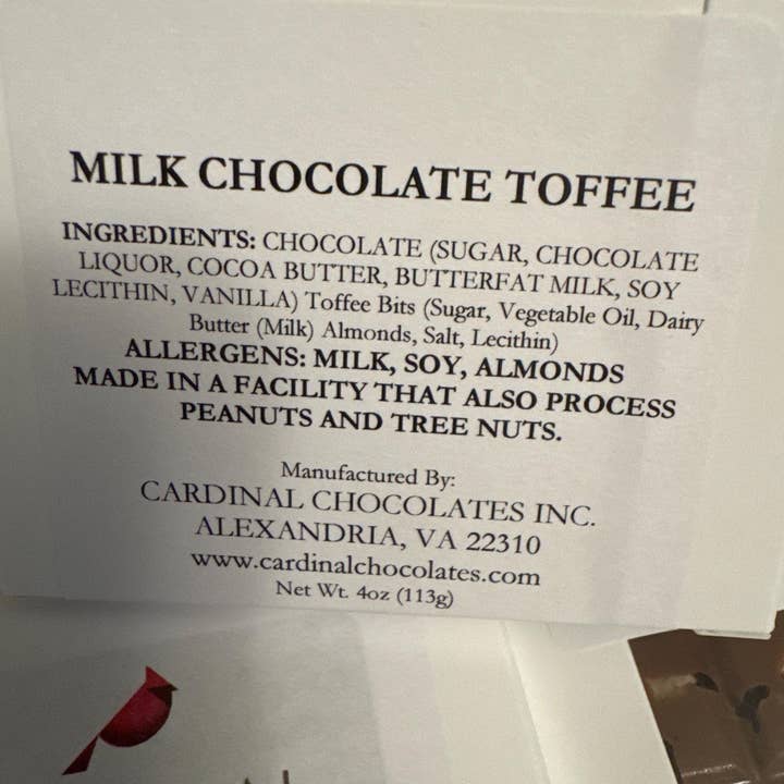 Cardinal Chocolates - Wholesale Chocolate Bar - Gourmet Toffee Chocolate Bar in Milk or Dark Chocolate4
