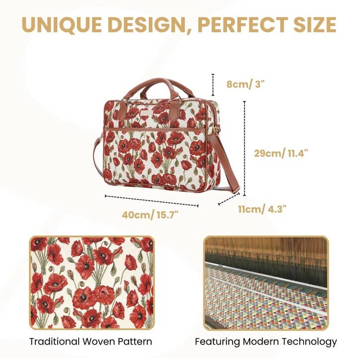 SignareArt - Wholesale Laptop Bag - Women's - CPU-POP | Poppy Computer Laptop Bag Case 15.6"2