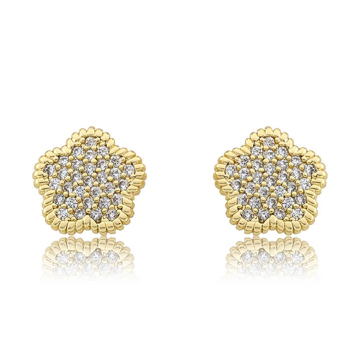 Micro Pave Flower Earring for wholesale by Little Miss Twin Stars