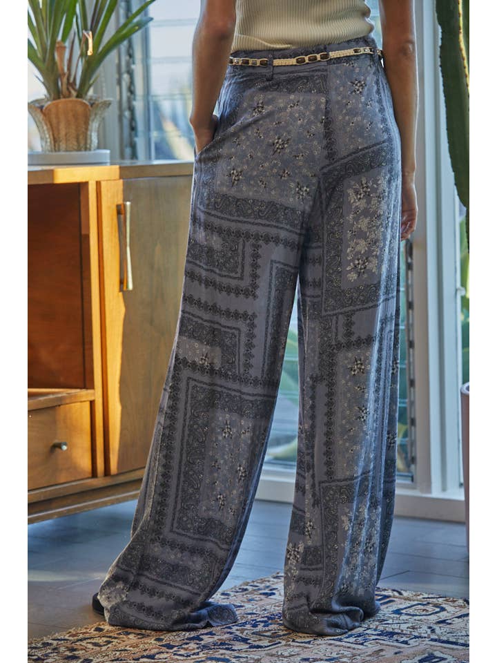 Blue Grey L6407 | BANDANA BLUES PANTS for wholesale on Faire