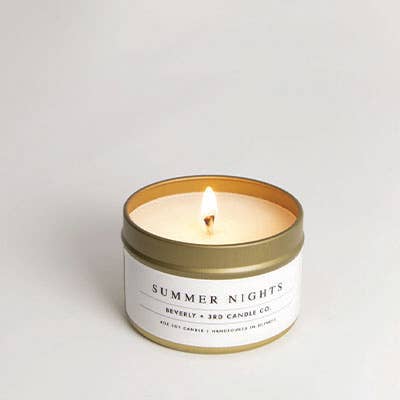 Beverly and 3rd Candle Co. - Wholesale Travel Candles - Summer Nights 4oz Travel Tin - Soy Candle1