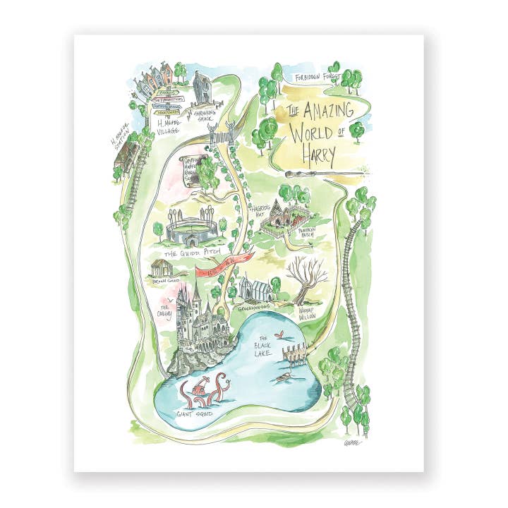 Elizabeth Wade Studio - Wholesale Art Print - Harry’s Amazing World Watercolor Story Map Art Print2