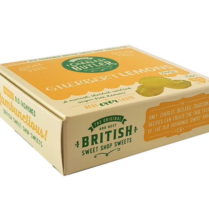 Charles Butler - Wholesale Boiled sweets - Charles Butler Sugar Free Sherbet Lemons 75g2