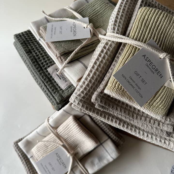 Aspegren Denmark – toalha de cozinha por atacado – Conjunto de oferta - 100% algodão orgânico - Conjunto de 3 - Erva-príncipe3