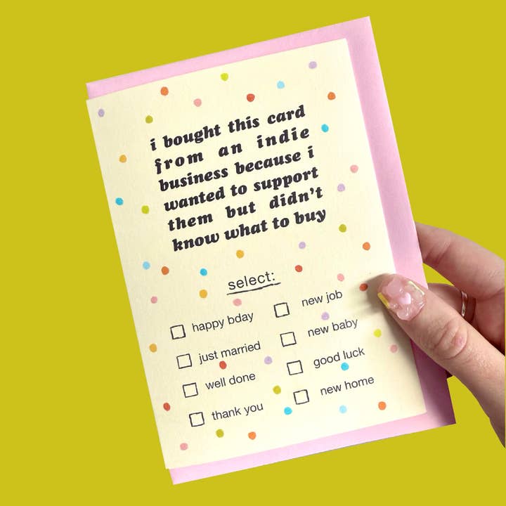 Indie Biz Greetings card for wholesale by Clarice Tudor