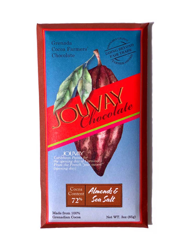 Dark Chocolate Bar with Almonds and Sea Salt for wholesale by Jouvay Chocolate