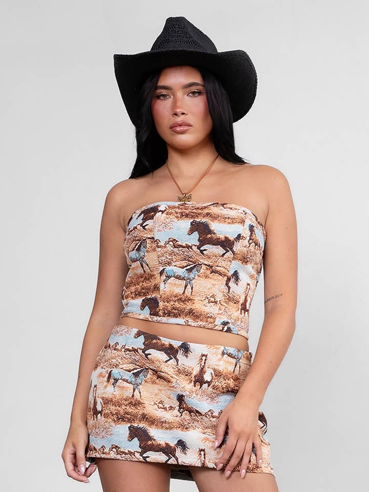 Multi Colored DJANGO CT Tapestry Corset Top for wholesale on Faire