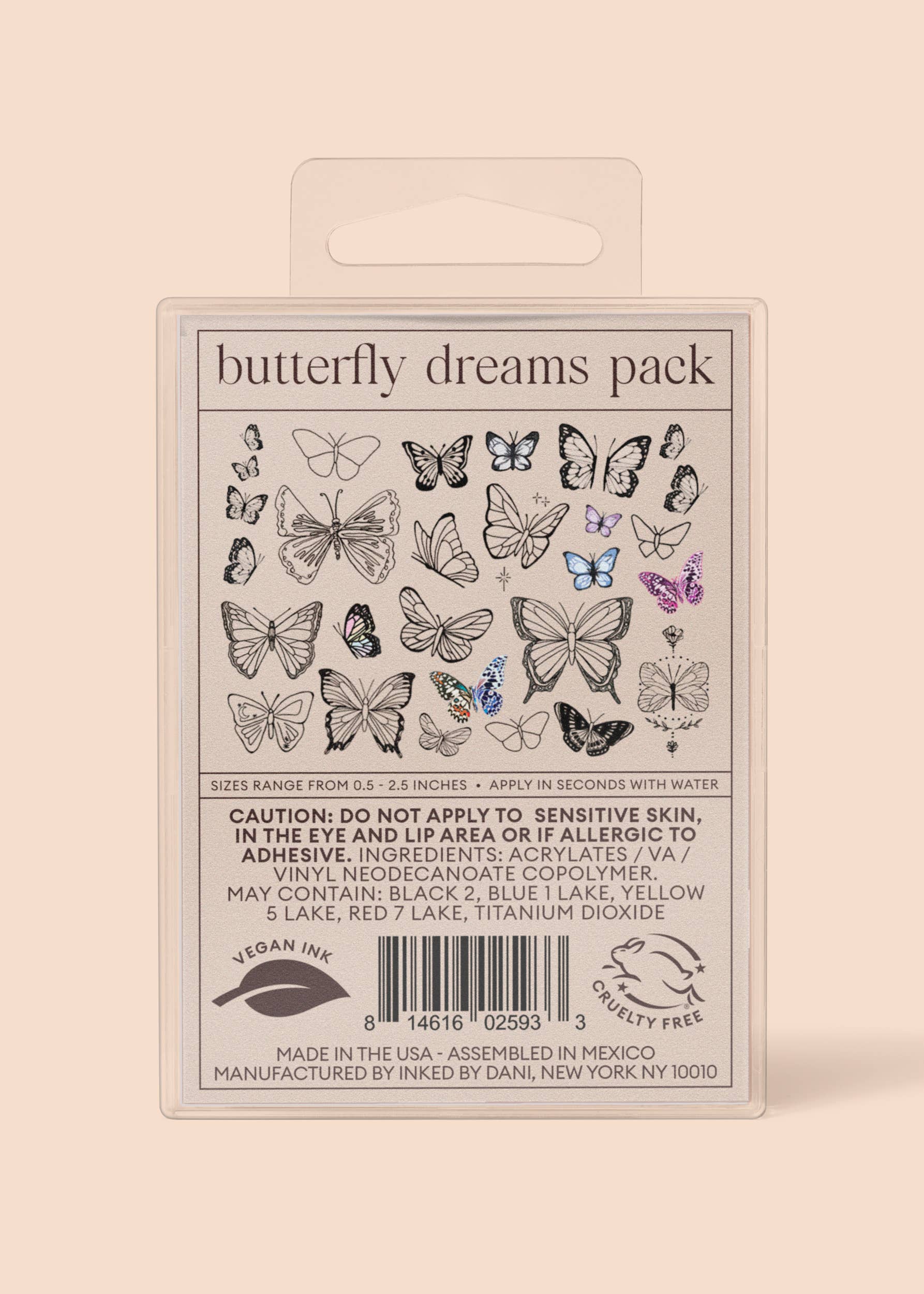 INKED by Dani - Wholesale Temporary Tattoo - Butterfly Dreams Temporary Tattoo Pack15