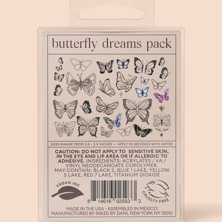 INKED by Dani - Wholesale Temporary Tattoo - Butterfly Dreams Temporary Tattoo Pack15