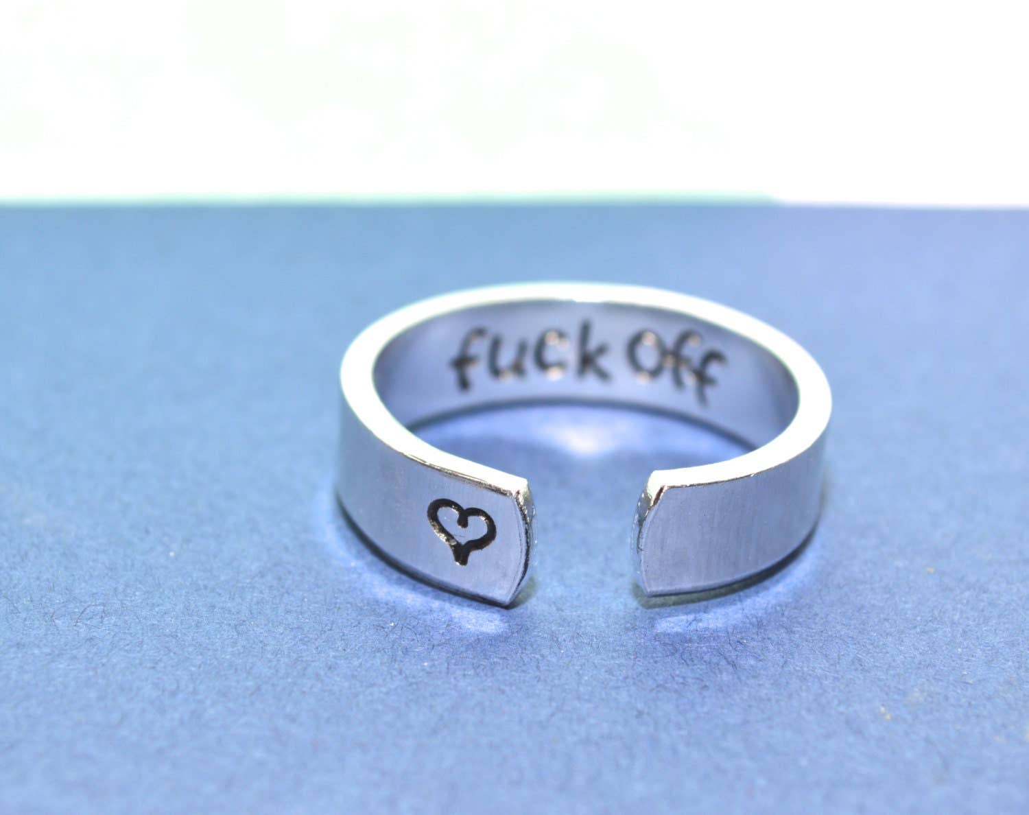 Team Neville - Wholesale Band/Stacked Ring - Hidden Swear Word Adjustable Aluminum Metal Stamped Ring // Creep Jerk Slut Offensive Profanity Bitch4