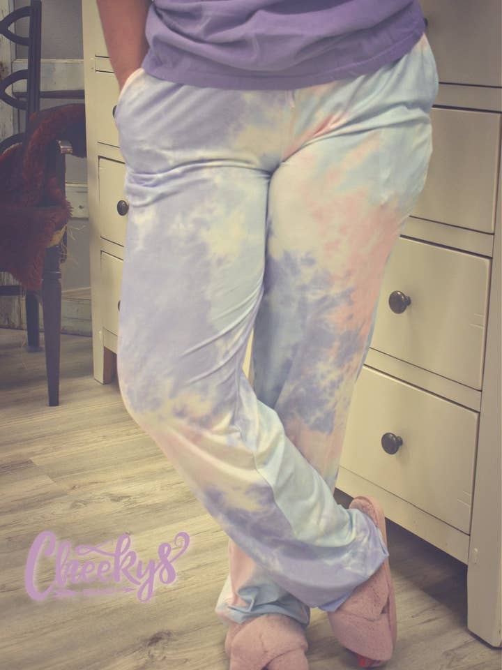 Pastel Tie Dye Lounge Pants for wholesale by Cheekys Brand