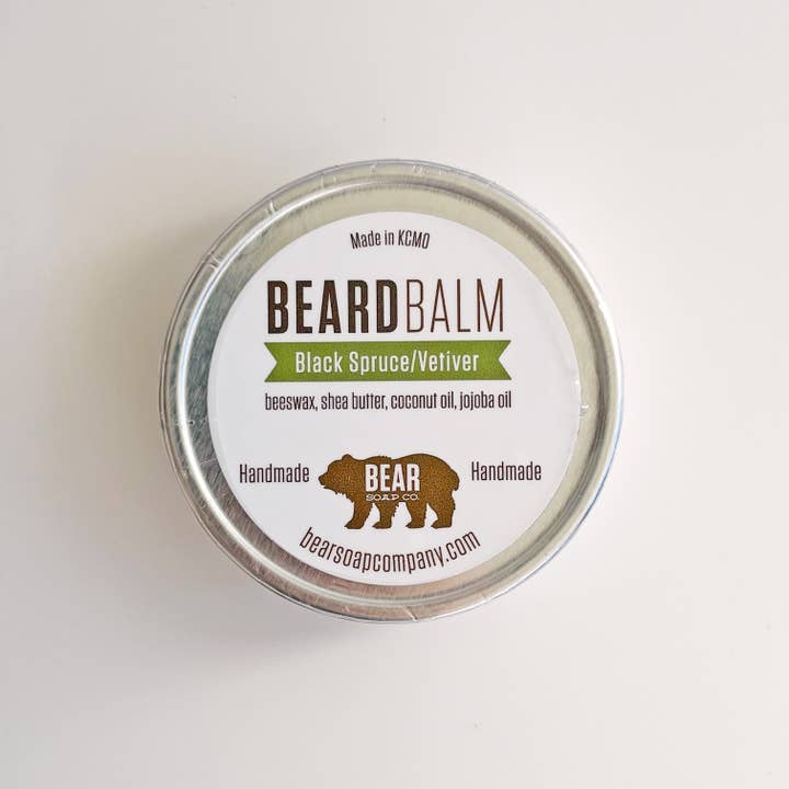 Black Spruce / Vetiver Beard Balm for wholesale by Bear Soap Company