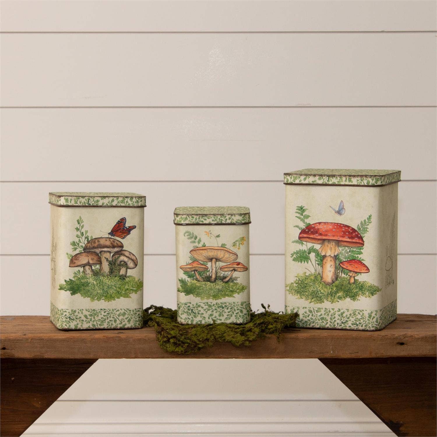 Audrey's Home & Gift - Wholesale Decorative Jar - Nesting Tins - Mushroom Forest (Set Of 03)1