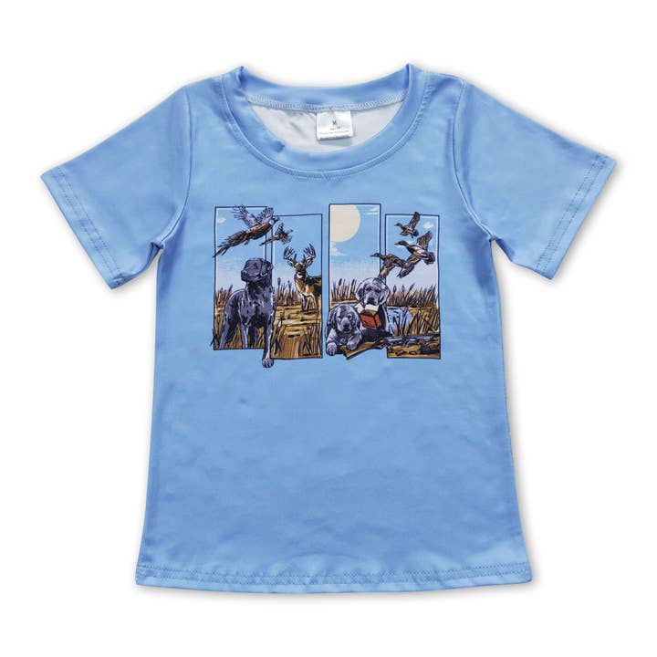 Yawoo Garments - Wholesale Screen Printed T-Shirt - Kids - Short sleeves duck dog deer kids boys hunting shirt