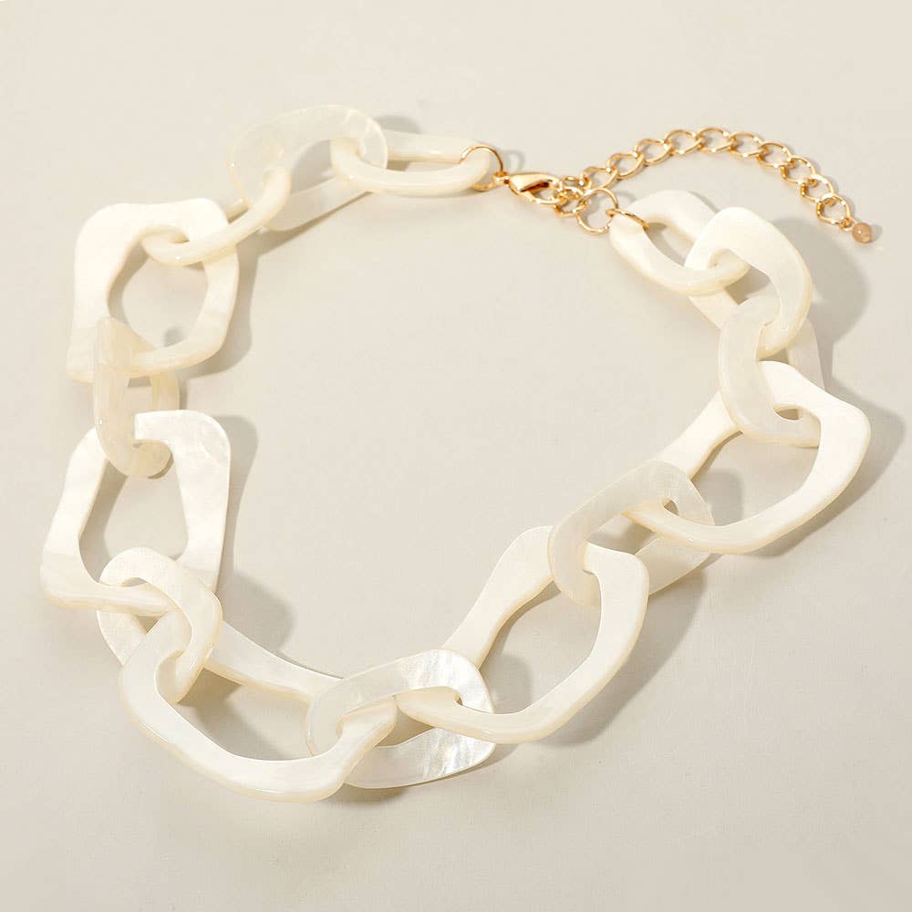 Sensibling Corp. - Vente Collier maille et chaîne - Collier à maillons abstraits épais en acétate de celluloïd3