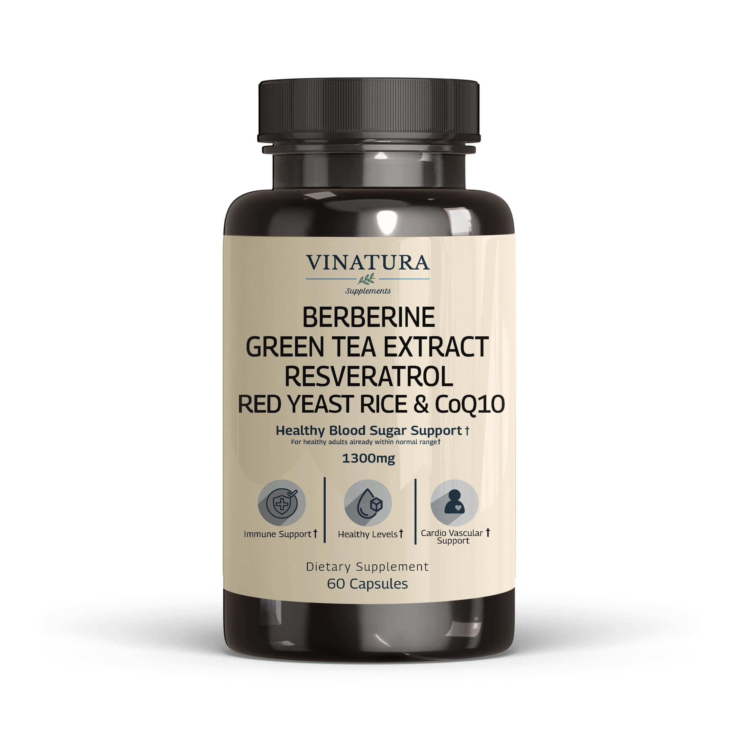 VINATURA SUPPLEMENTS - Wholesale Oral Supplement/Vitamin - Berberine Green Tea Extract Resveratrol Red Yeast Rice Co-Q10 1300mg