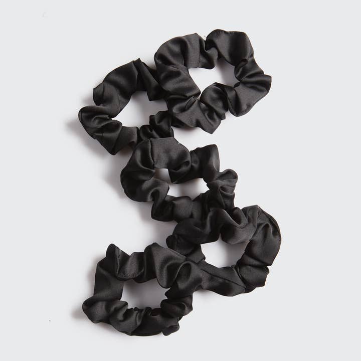 KITSCH - Wholesale Scrunchie - Women's - Satin Sleep Scrunchies 5pc - Black