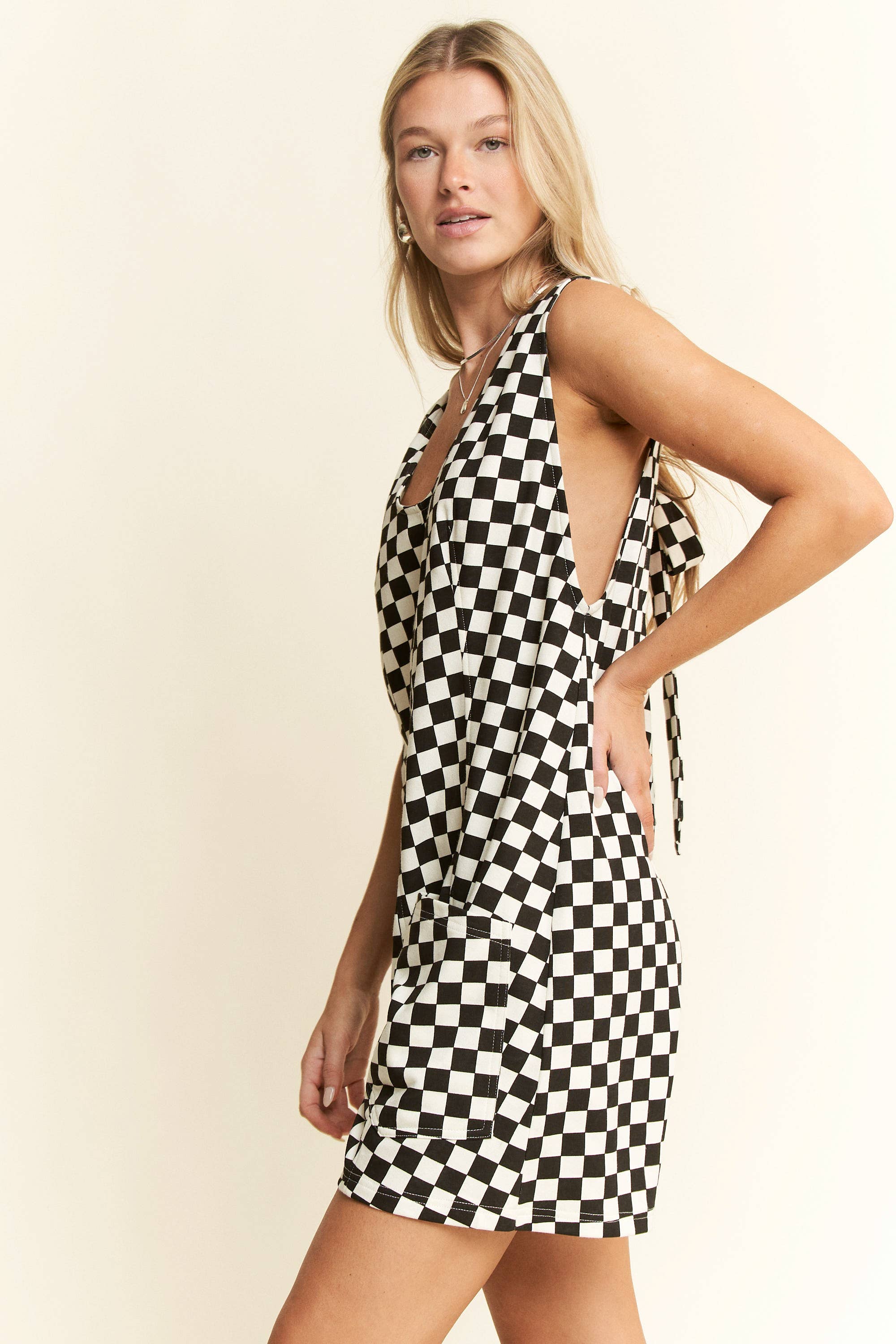 JADE BY JANE - Wholesale Romper - Women's - CHECKERD PRINT SHORTS ROMPER27