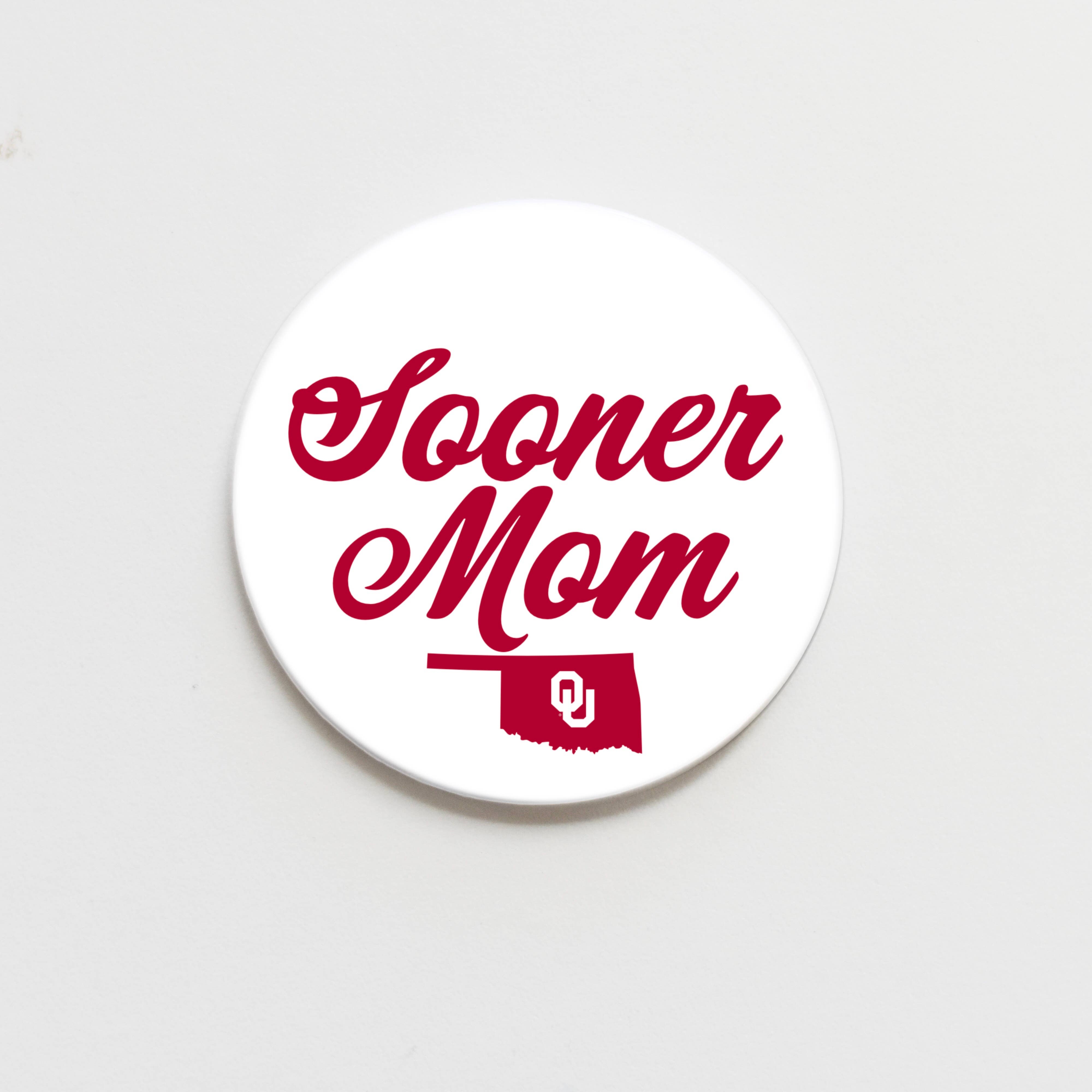 Good Vibez Collegiate - Wholesale Lapel Pin/Button - University of Oklahoma Mom Button  - 2.25 inch 0