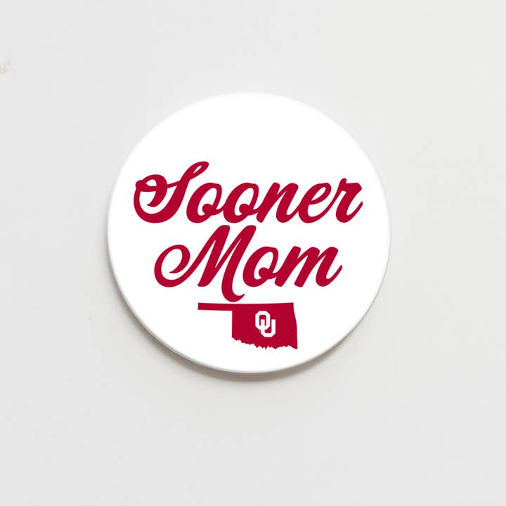 Good Vibez Collegiate - Wholesale Lapel Pin/Button - University of Oklahoma Mom Button - 2.25 inch