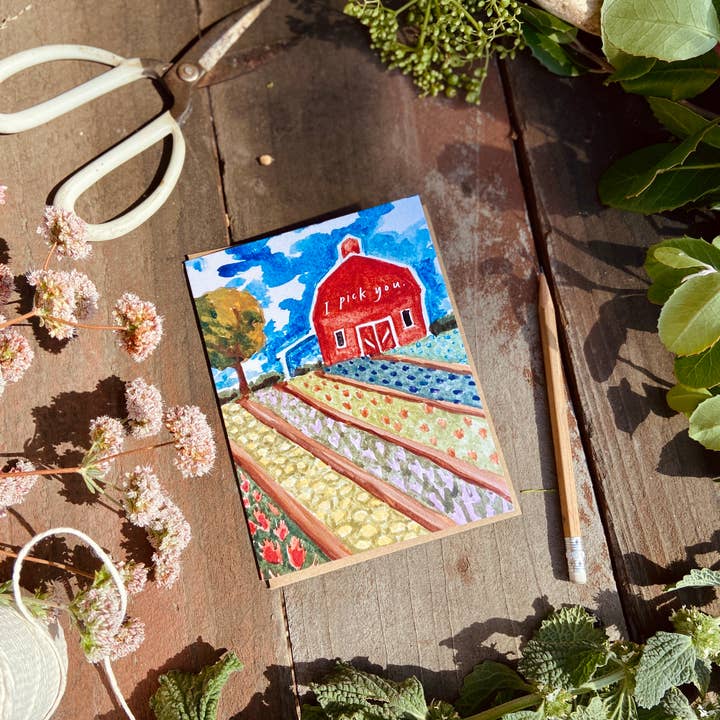 Little Salt Wagon - Wholesale Love Card - I Pick You Barn Garden Farm Homestead Card