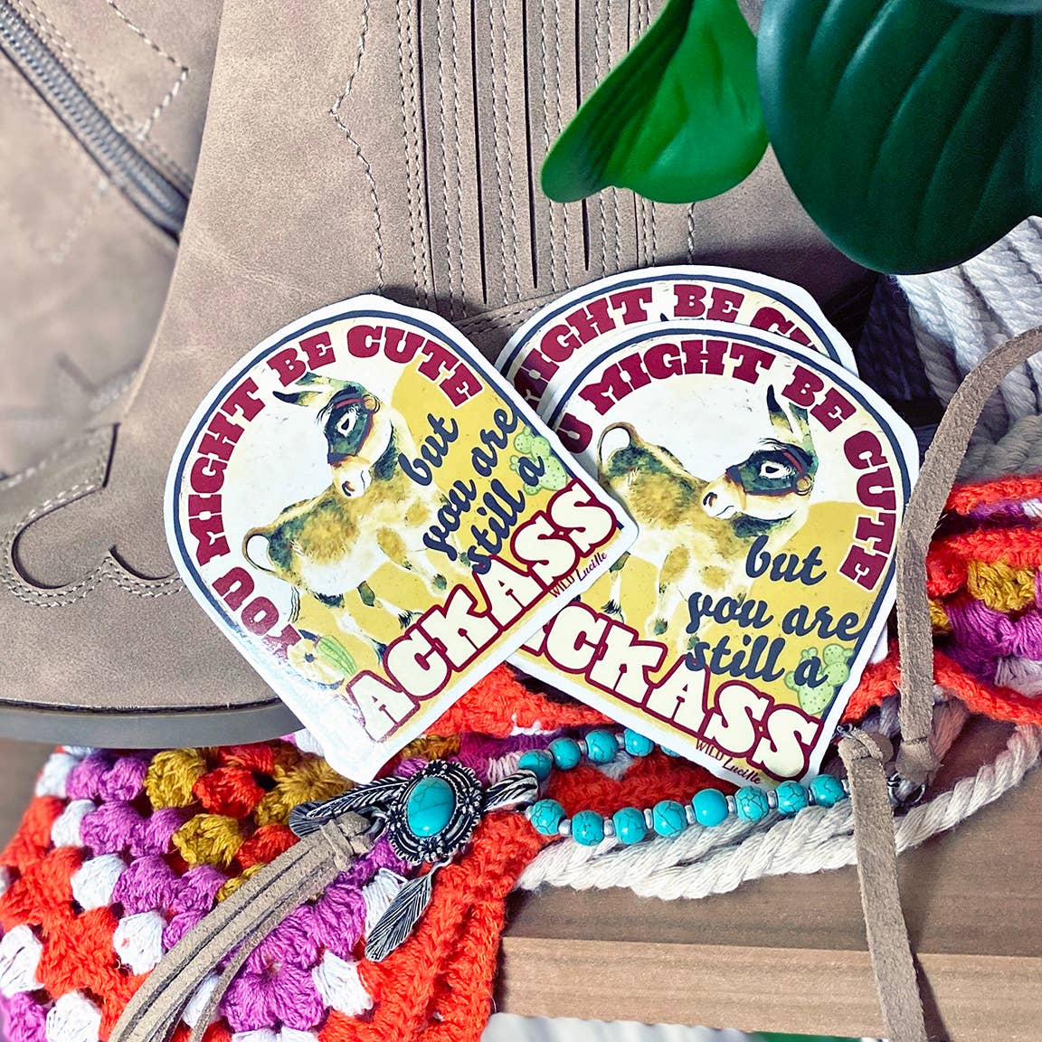 Wild Lucille x Decal Barn – wholesale Sticker – Might Be Cute Still A Jackass - Sassy Western Sticker Decals1