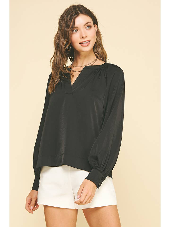 PINCH - Wholesale Blouse - Women's - V-NECK WOVEN BLOUSE TOP - 6183T7