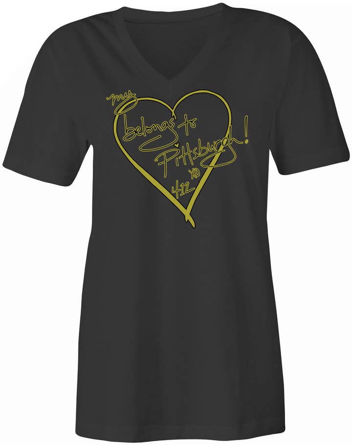 Brag Swag - Wholesale Screen Printed T-Shirt - Women's - My Heart Belongs to Pittsburgh - Women's V Neck