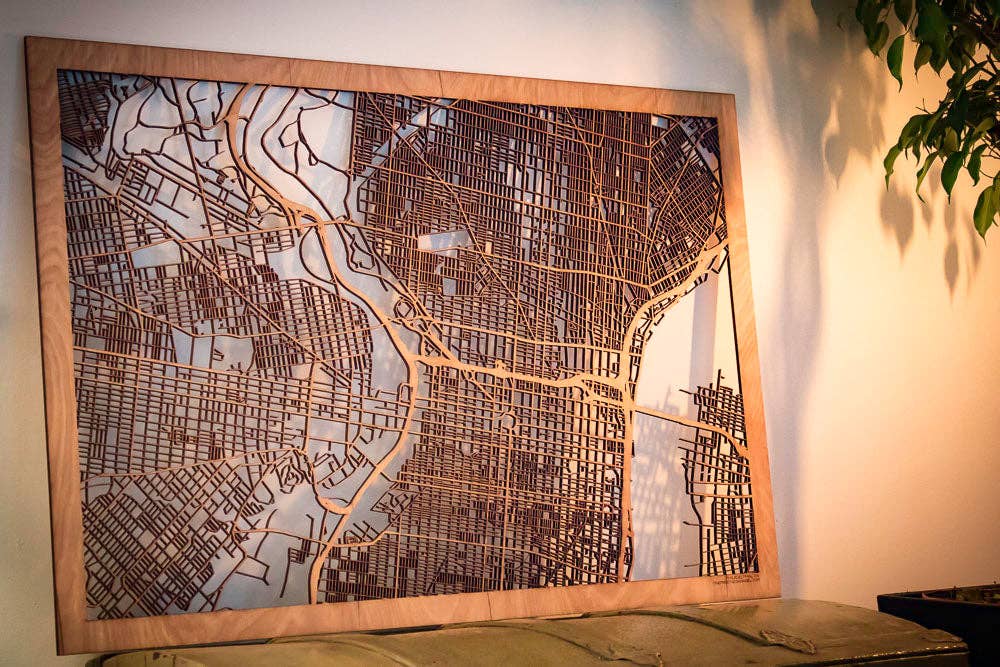 One Man One Garage - Wholesale Wall Accent - City Maps, Large 24x36" Perfect Housewarming Gift! Wooden Street Cutouts22