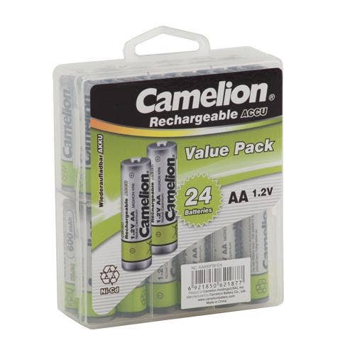 Camelion Battery - Wholesale Portable Charger - Camelion AA Ni-Cd Rechargeable Batteries 600mAh - 24