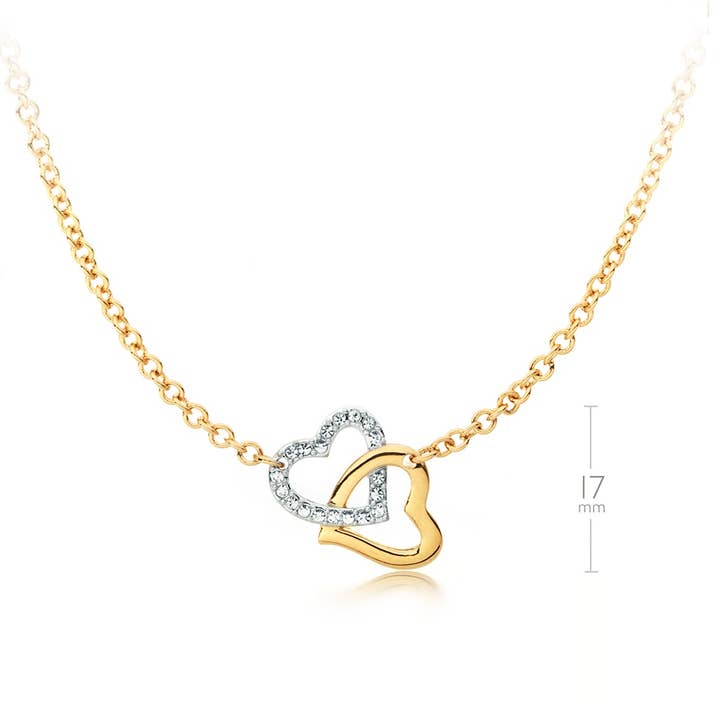 My Jewellery Story – Großhandel Kette mit Anhänger/Charm – MYJS Match Heart Halskette, zweifarbiger Anhänger mit Sw|5-1117-DT2