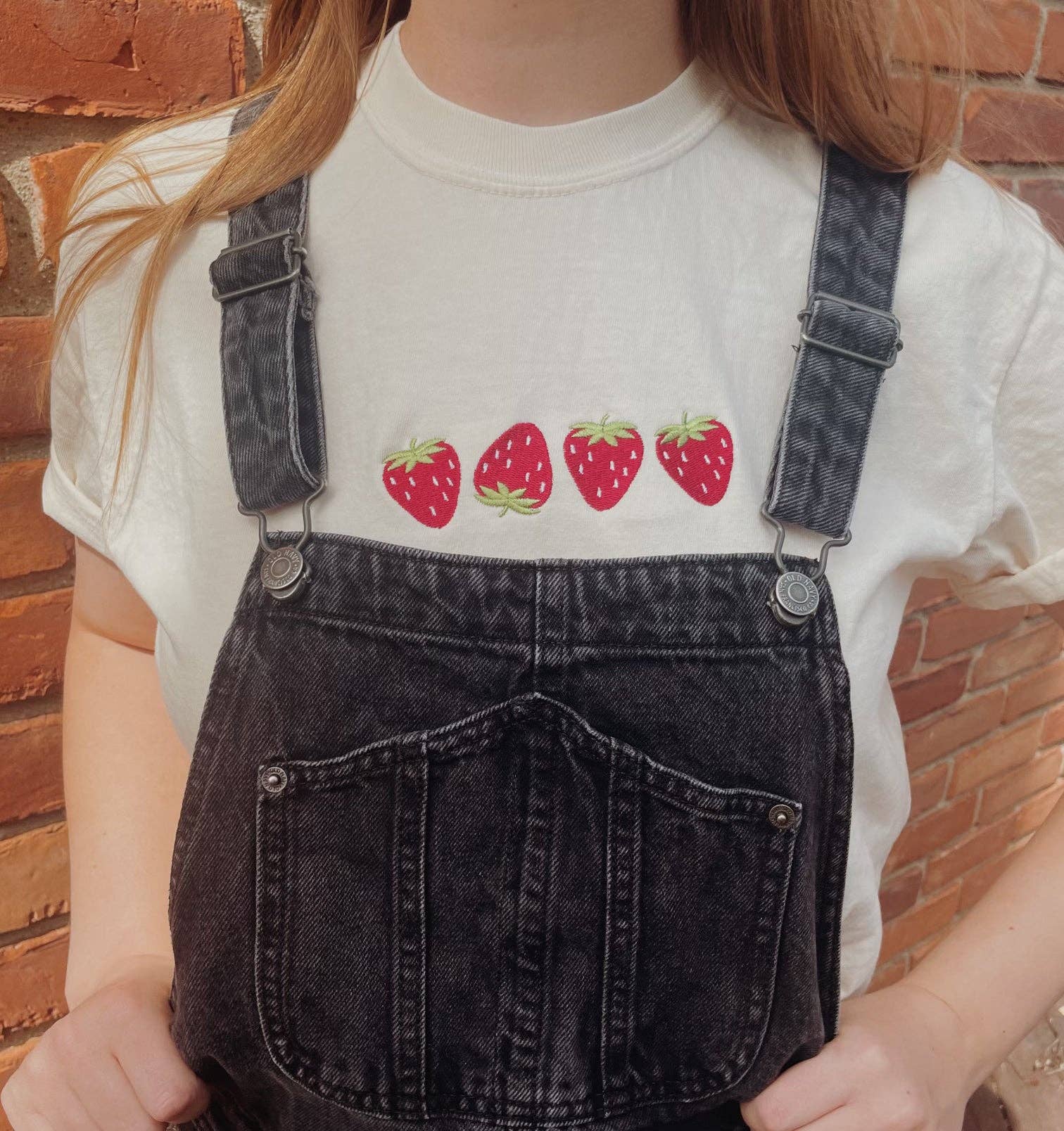 Molly Louise Shop – wholesale T-shirt – women's – Embroidered Strawberry T-Shirt5