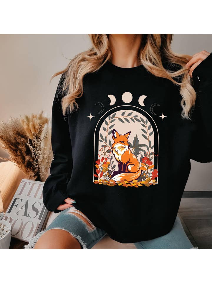 NVC Ecommerce LLC - Wholesale T-Shirt (Graphic) - Women's - Cute Flower Fox Sweatshirt, Vintage Floral Fall Shirt1
