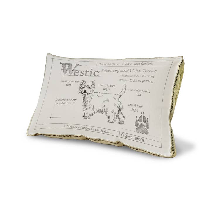 Coussin décoratif 23" x 15" - Westie blanc sur plan bleu pour la vente par SPLASHWORKS