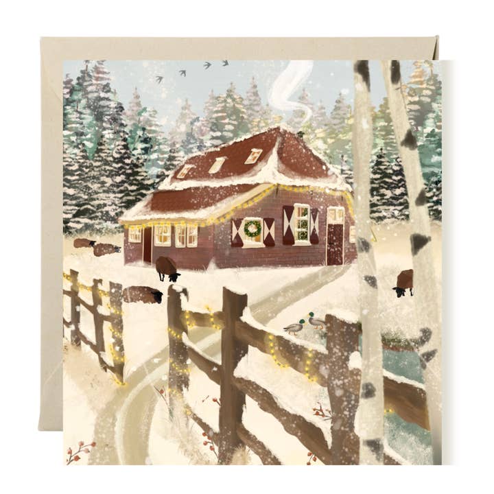 Folded Square Card + Envelope "Christmas Home" for wholesale by Nicolet Boon