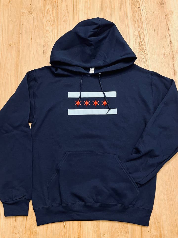 tori grace outfitters - Wholesale Hoodie - Unisex - chicago flag unisex hoodie, embroidered chicago flag hoodie