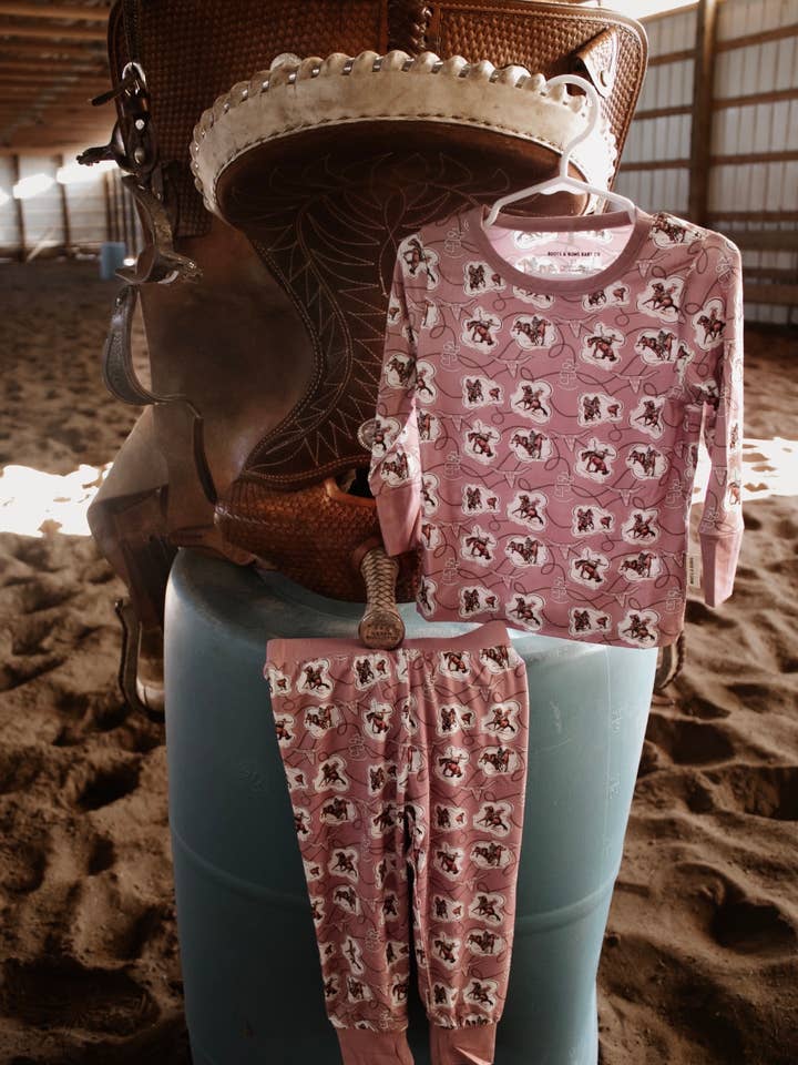 Roped & Branded Dusty Mauve Toddler Sleep Set for wholesale by Boots & Bows Baby Co